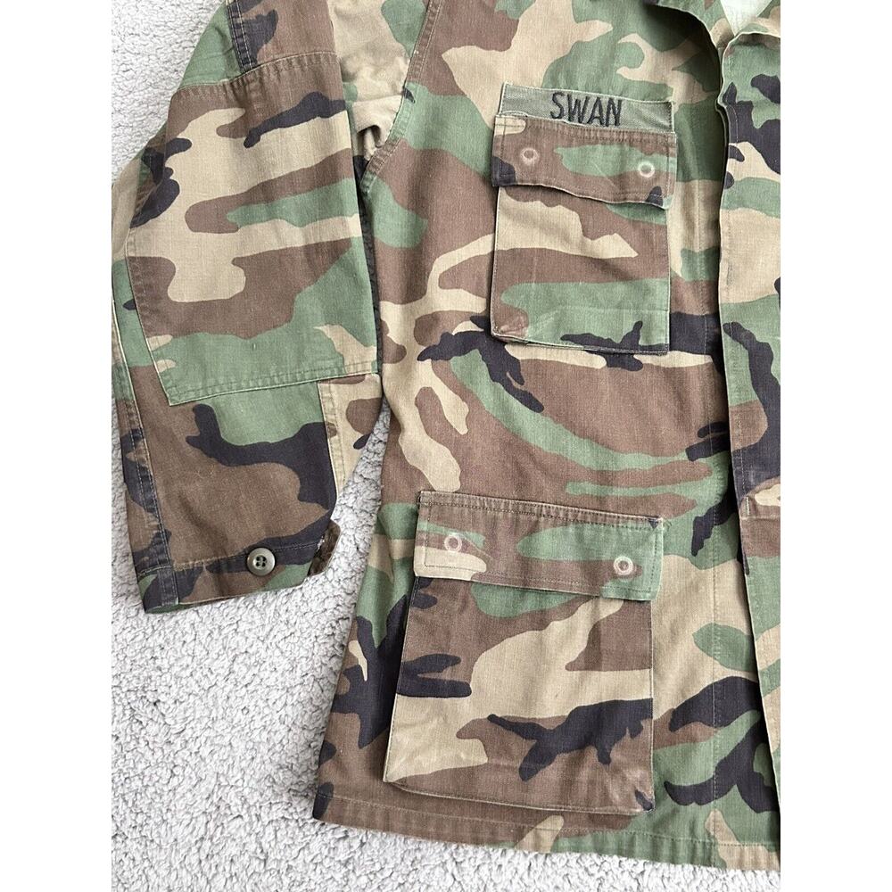 US Military Jacket Men Medium Coat Camo Woodland Hot Weather BDU Patches - Picture 5 of 14